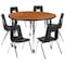 Flash Furniture Mobile 47.5" Circle Wave Oak Table Set-18" Chairs XU-GRP-18CH-A48-HCIRC-OAK-T-A-CAS-GG - alternate 9